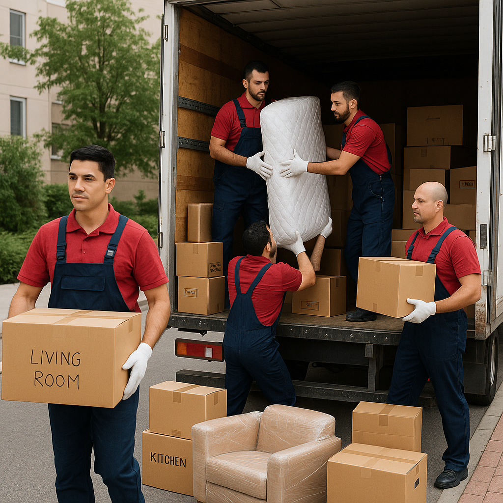 Natural Packers and movers 2025 team loading household items into a moving truck