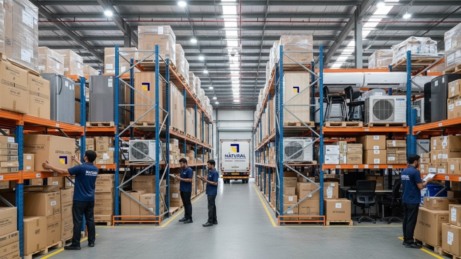 Secure warehouse storage facility in Chennai for household and office goods with natural packers and movers in Besant Nagar.