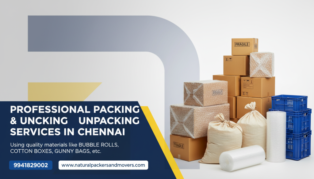 Professional packing and unpacking services in Chennai using quality materials