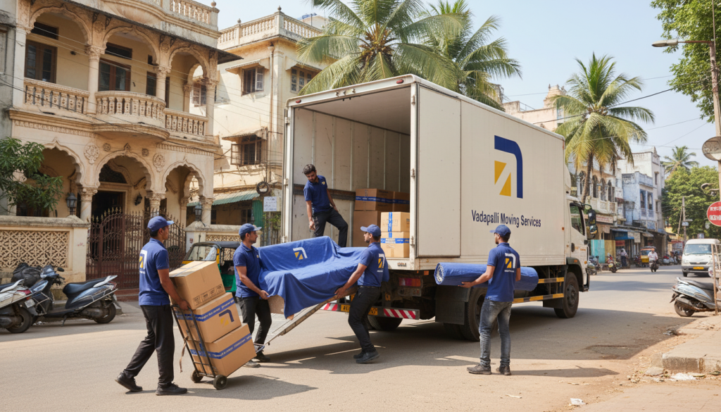 Professional movers loading furniture in Vadapalli
