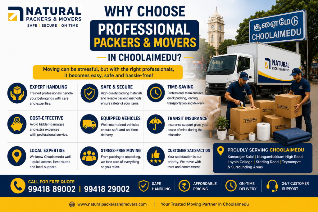 Why Choose Professional Packers and Movers in Choolaimedu?