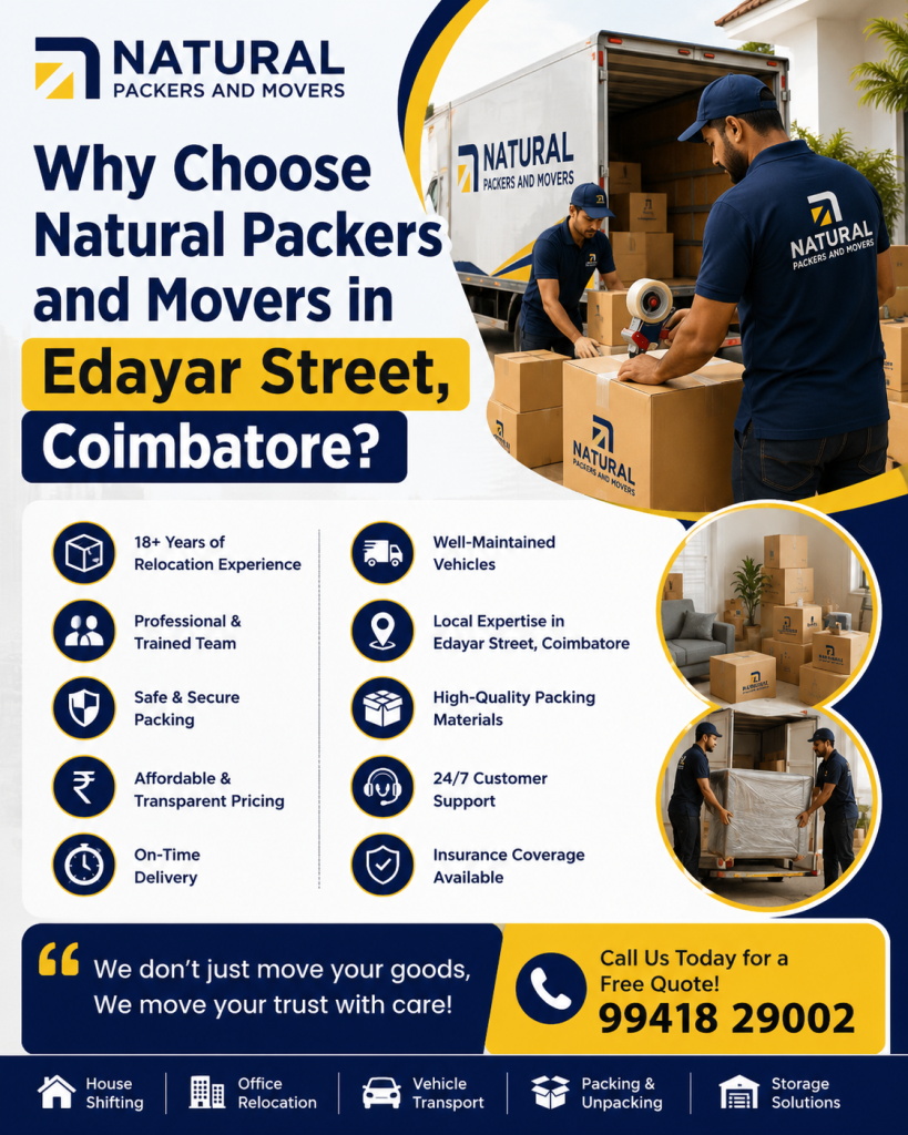 Choose Natural Packers and Movers in Edayar Street, Coimbatore?