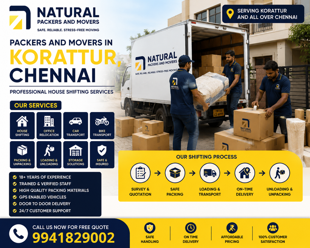 Packers and Movers in Korattur, Chennai – Reliable House & Office Relocation Services